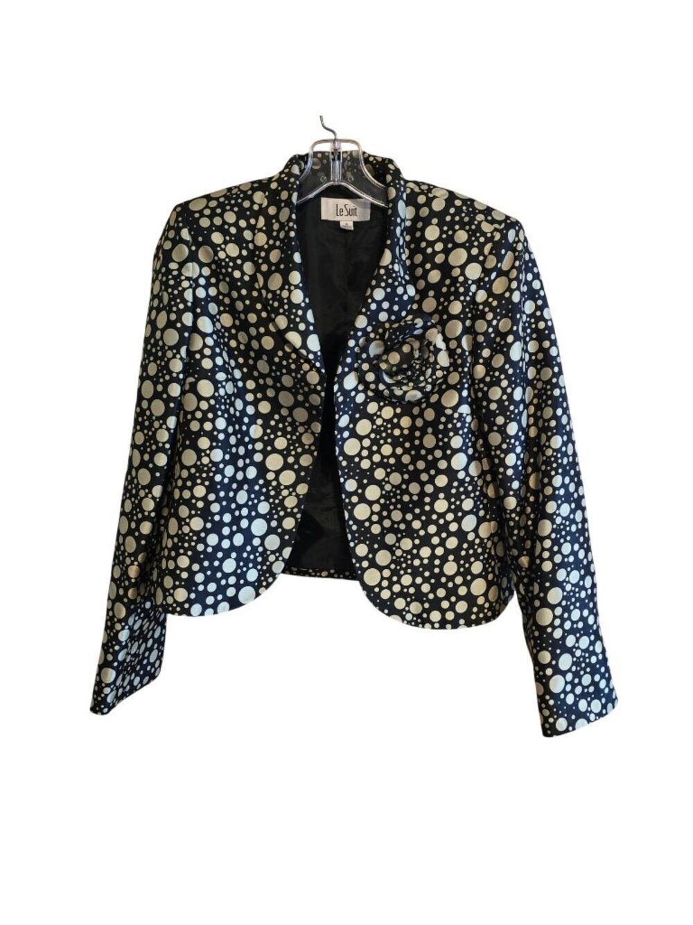 Le Suit Polka Dot Crop Jacket Black  Gold Chic Style vintage unique party jacket